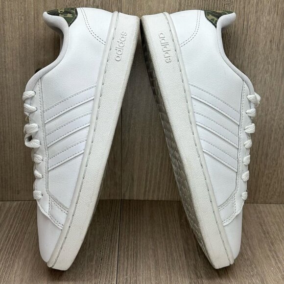 Adidas Shoes Mens Sz 7 Grand Court Tennis Cloudfoam Leather White Camo H04549 - Picture 8 of 12